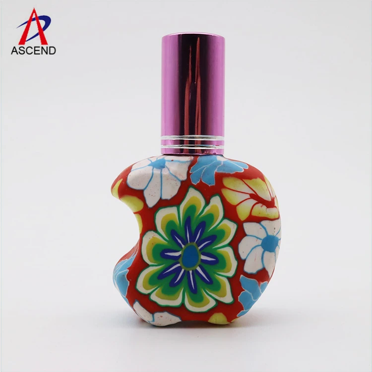 Vintage Flower Style Refillable12ml apple Shape Perfume Atomizer Spray Bottle Polymer Clay Fragance Diffuser Bottle