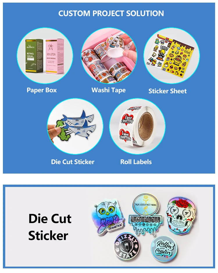 Company Design Labels Cartoon Waterproof Sticker Logo Adhesive Label Printing Holographic Vinyl