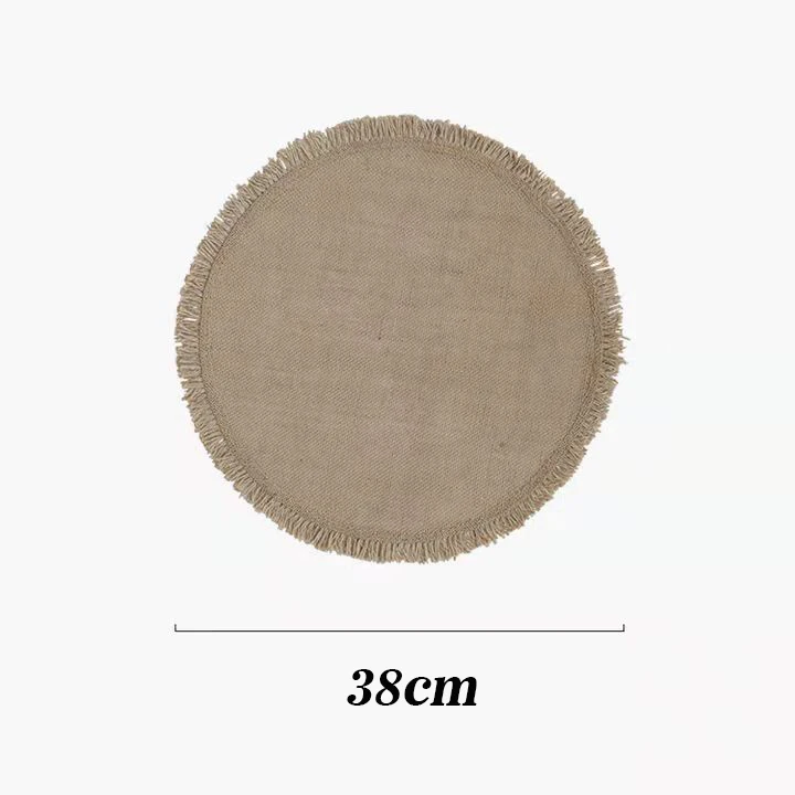 Tabletex 2022 Natural Color Jute Placemats Heat Resistant Coasters New Design Dinner Set Round