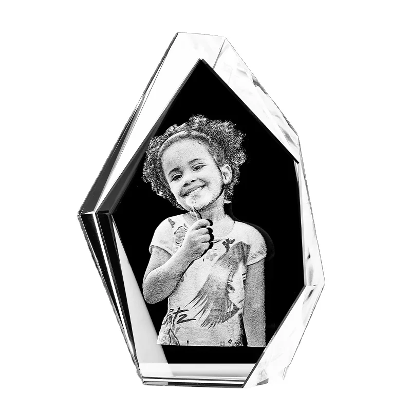 Custom design different shapes 3D laser crystal birthday picture frame