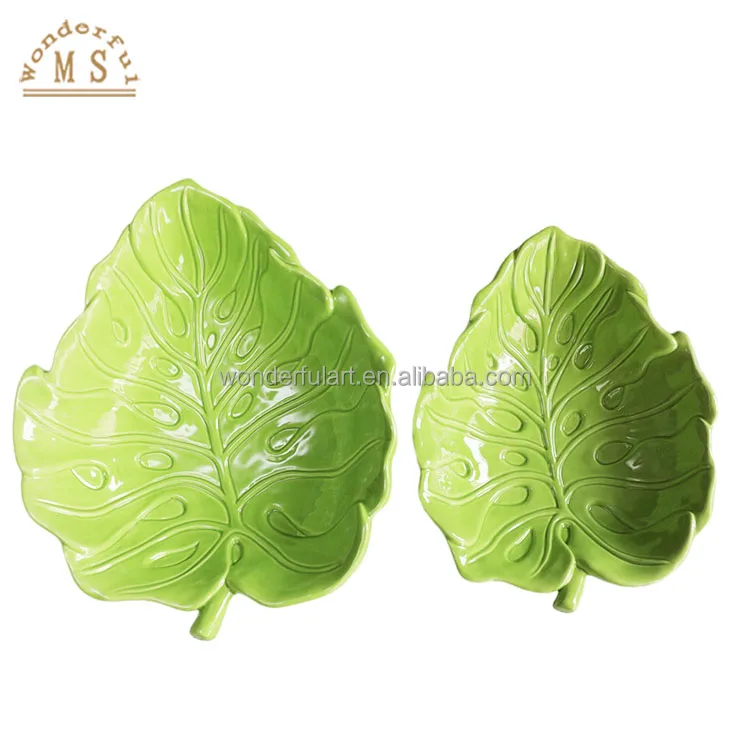 Oem Porcelain  Cabbage leaf dish Shape Holders 3d  Style tray vegetable Kitchenware Ceramic plate dish Tableware bowls