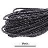 Cuero genuino trenzado de cuatro hilos negro
