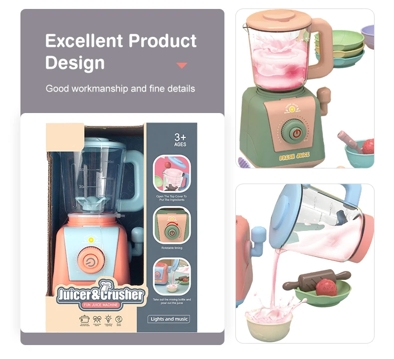 Pretend Play Food Girl Cooking Game Kitchen Set Toy Juicer Blender