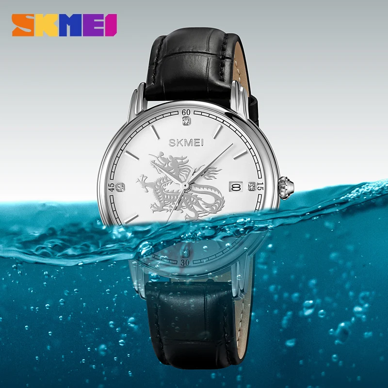 Skmei 2327 Fancy Custom Brand  Man Quartz Watch Perfect Genuine Leather Strap Water Proof Date Display Business Watch Factory