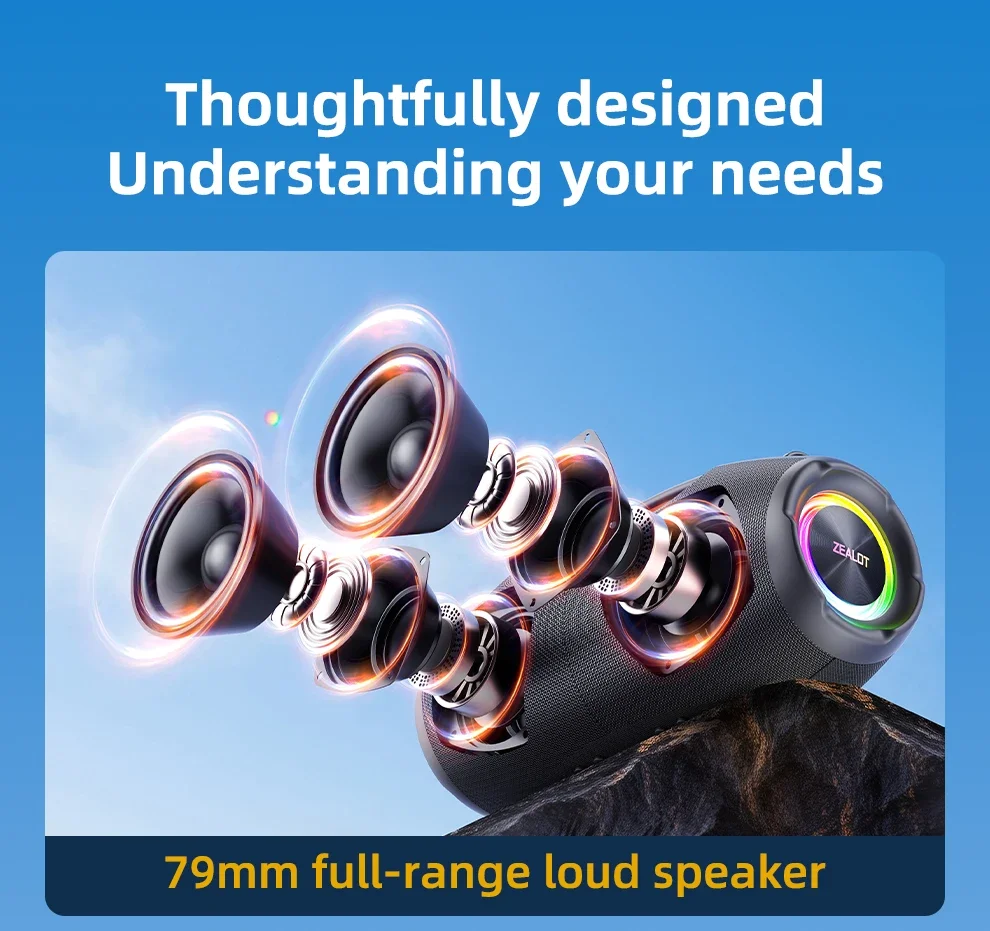 ZEALOT-S86 60W Wireless Speaker | for 5.3 8000mAh Battery 360