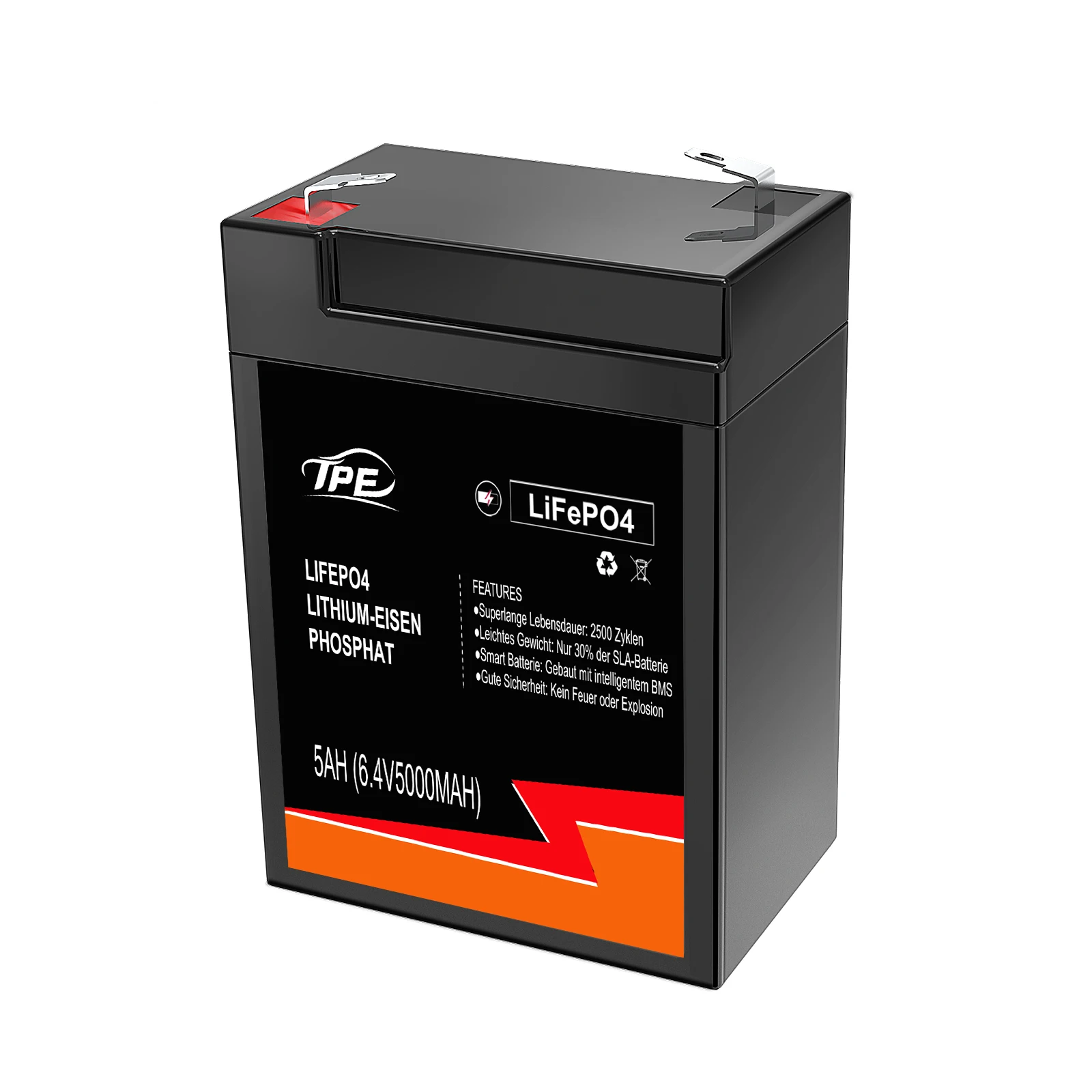 batería Lifepo4 6V 5Ah, Batería recargable de ciclo profundo, Batería de litio hierro 6V, Soporte personalizado OEM, para RV, solar, marina