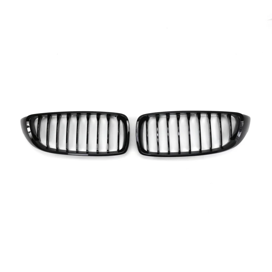 TIYPEOR Car Front Grille Car Grille for BMW 4 Series  F32 2013-2021 Year Front Bumper Glossy Black  Double Line ABS
