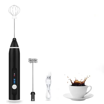 Milk Frother Handheld Double Whisk Foam Coffee Maker USB Rechargeable  Electric