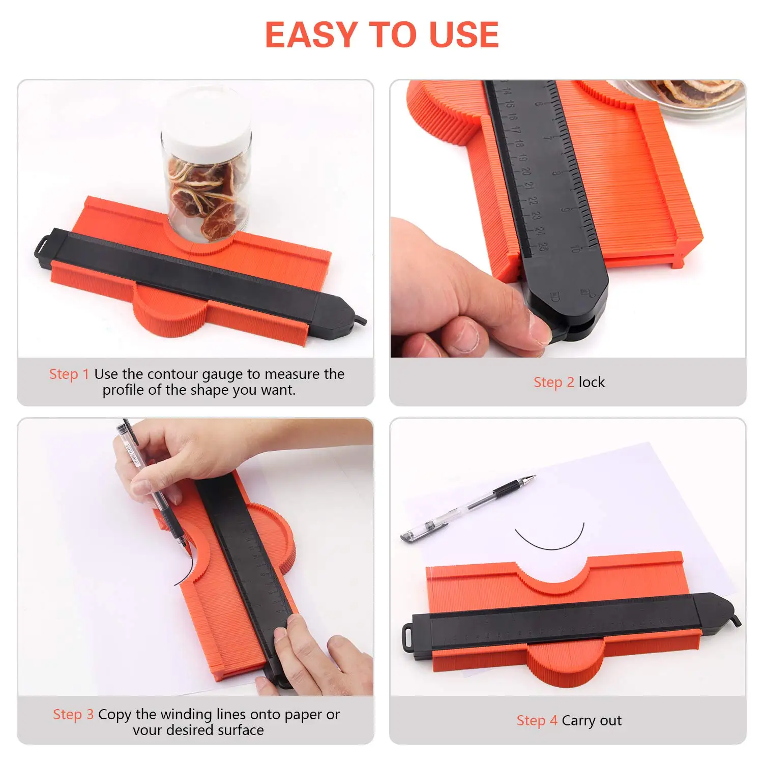 Lockable 10inch Contours Edge Shaping Measure Ruler Shape Contour Profile Contours Gauge Duplicator with Lock for Wood Working