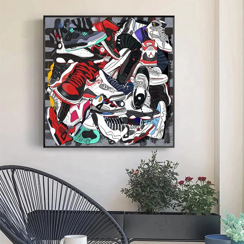 Graffiti Sports Board Shoes Sneakers Canvas Painting Art