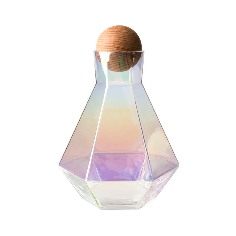 Fancy Design Diamond Shape Colorful Glass Water Cooler Mug Set for Home