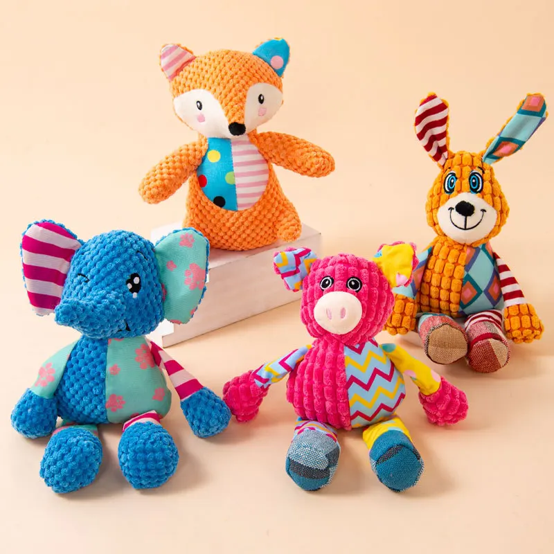 KD1158 squeaky plush dog toy size and color detail