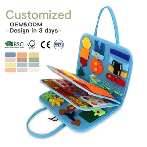 Busy Board Wooden Montessori Toys - Sensory Board with Alphabet Tracing Board Double-Sided for Kindergarten Preschool Learning