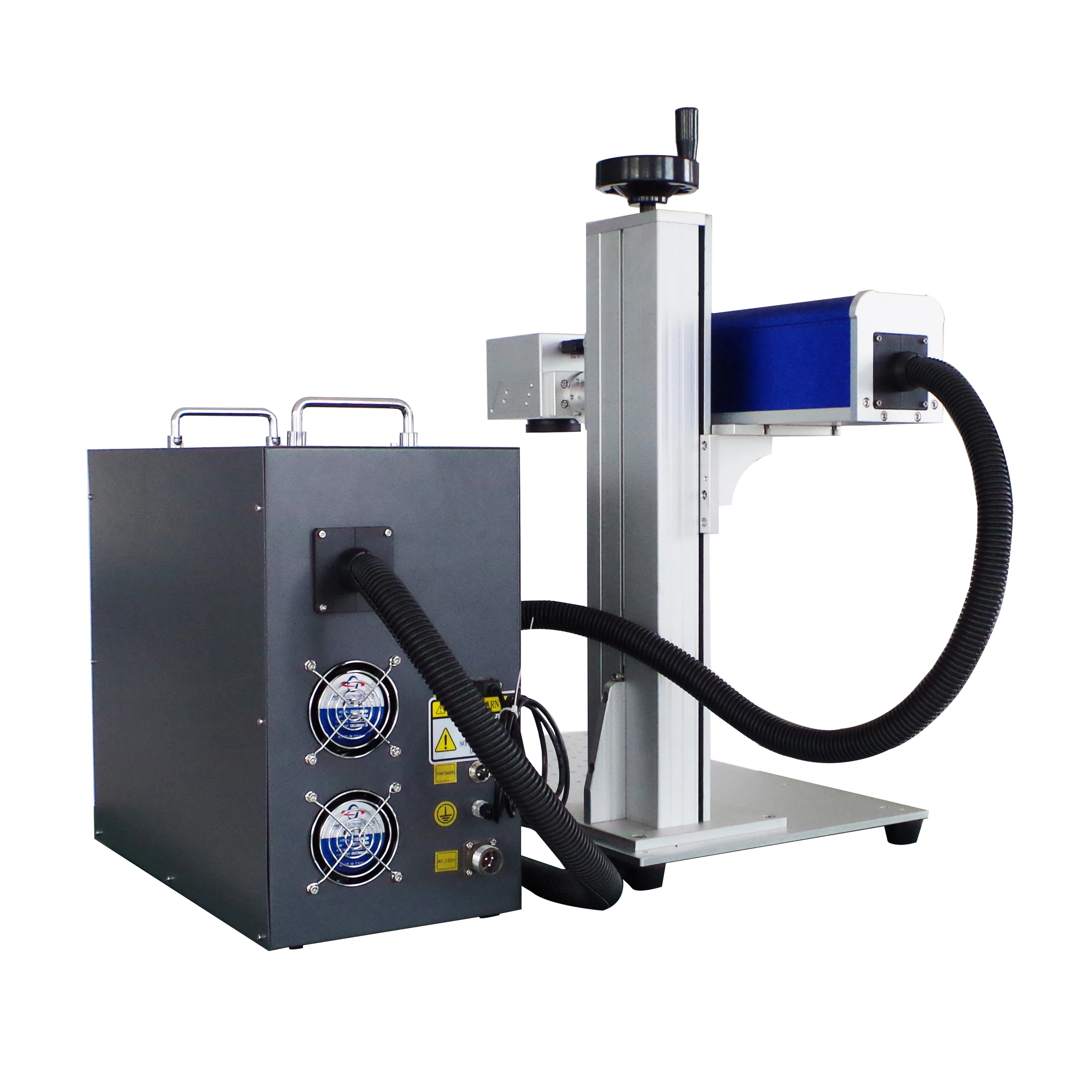 20w 30w Portable Small Laser Marking Machine Galvo Fiber Laser Engraver with Rotary Ring