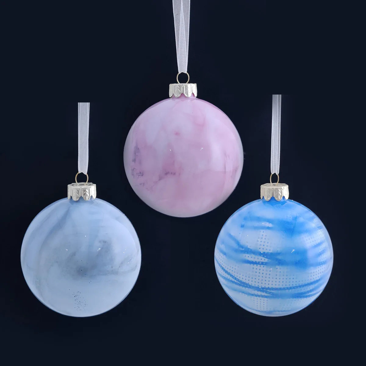 Custom personalised clear cut glass handmade hanging Christmas tree festive luxury color ball ornament set manufacture