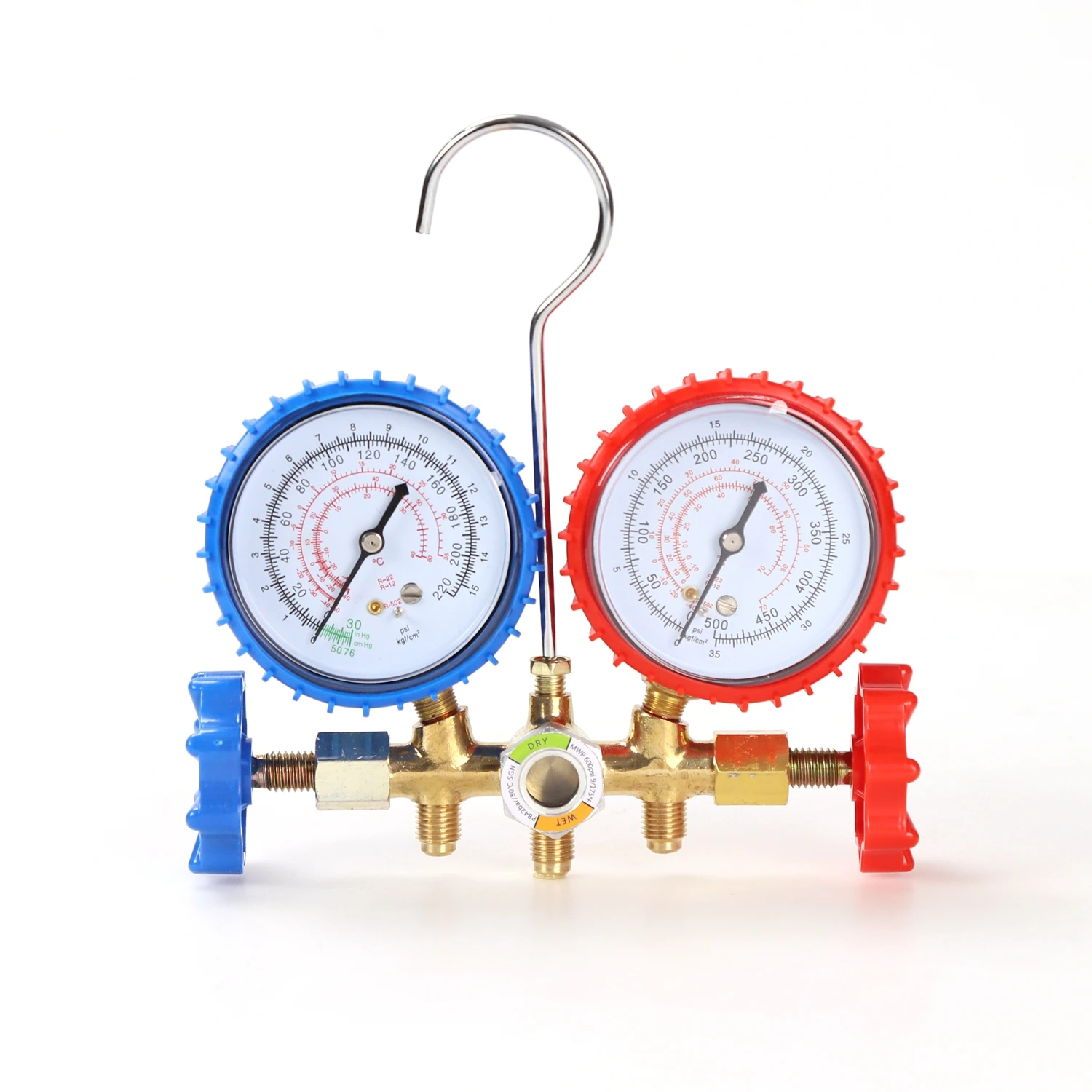 RN R134a R22 R12 R502 Two Way Gauge Refrigeration Hvac Meter Valve Pointer Reading Manifold Gauge