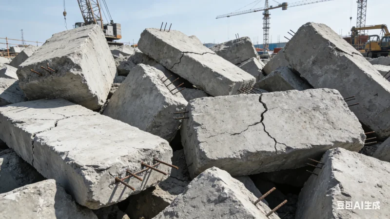 Close-up of concrete aggregate showing abrasive components