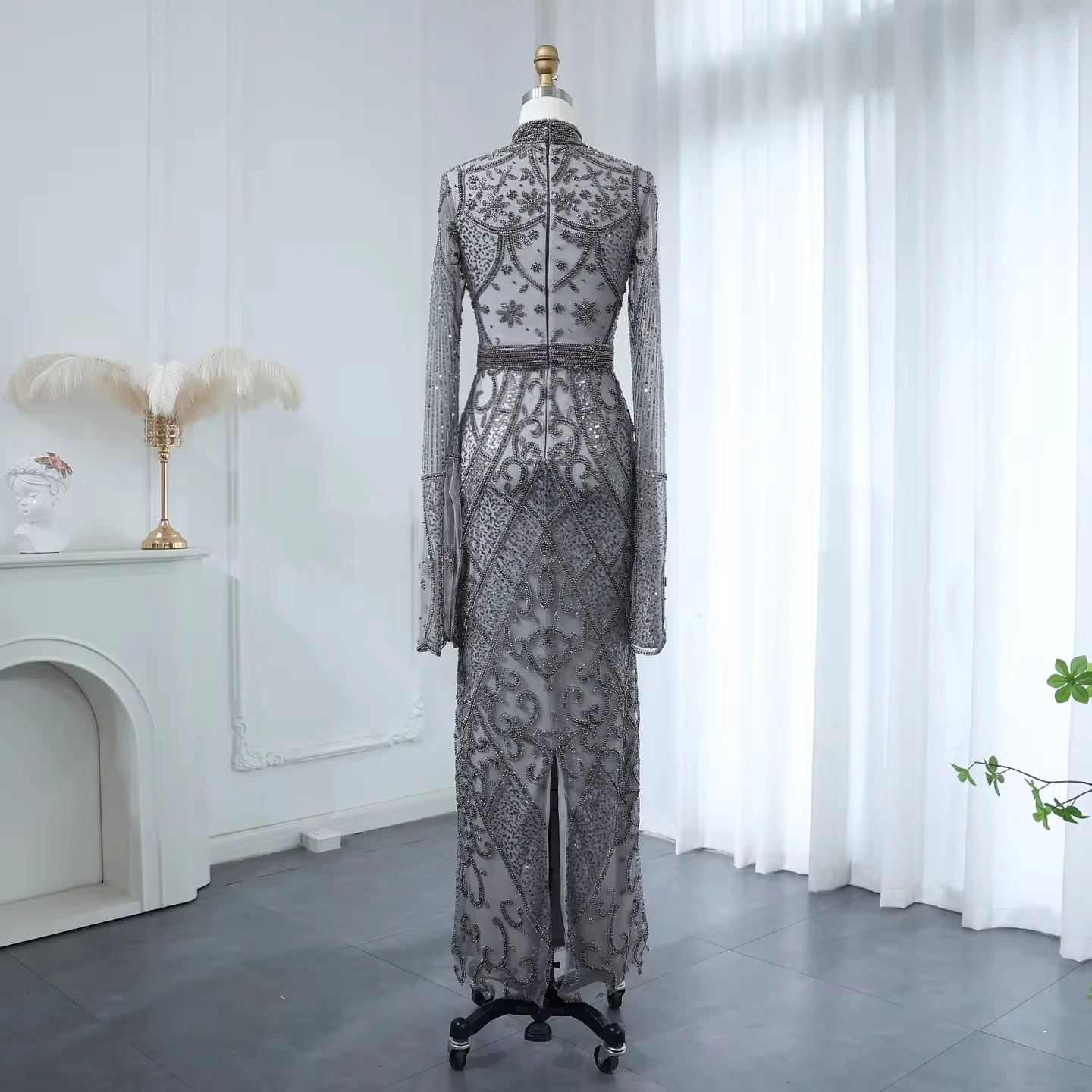 Wholesale Gray Muslim Evening Dress Women Wedding Party Gowns,1 Piece Wholesale Gray Muslim Evening Dress Women Wedding Party Gowns,1 Piece