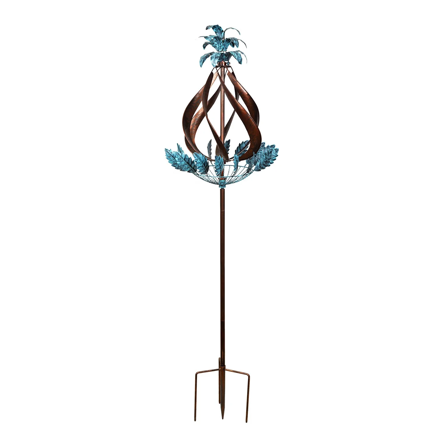 Pineapple Design Bronze Wind Spinner 3D Metal Copper Wind Spinner Garden Decor Windmill