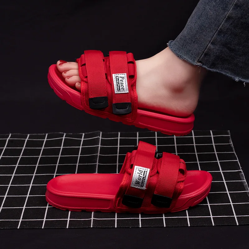 mens thick sole slides