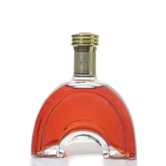 Custom Unique Flat Shaped Embossed Logo Empty Clear Alcohol Tequila Vodka Whiskey Brandy Glass Liquor Bottle 50cl/70cl Box 750ml