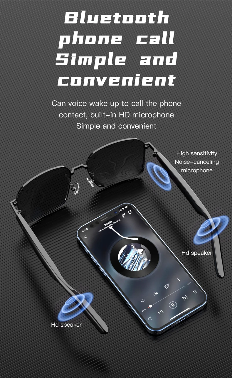 Chinese factory supplier supply  Sg12 Pro Smart Glasses Bt Call Waterproof Intelligent Noise Reduction Music Play Outdoor Sunglasses Smart Wearable Headset 2025 - Buy 2025 Smart Glasses Smart Glasses For Men Outdoor Sports Smart Watch Smart Watch For Women