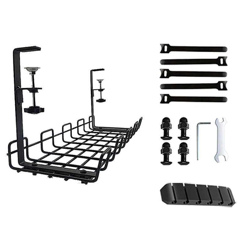 Hot Sale Single-Tier Iron Cable Management Tray Desk Cable Management Accessories Tableware Use