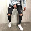 Black skinny distressed denim pants trousers
