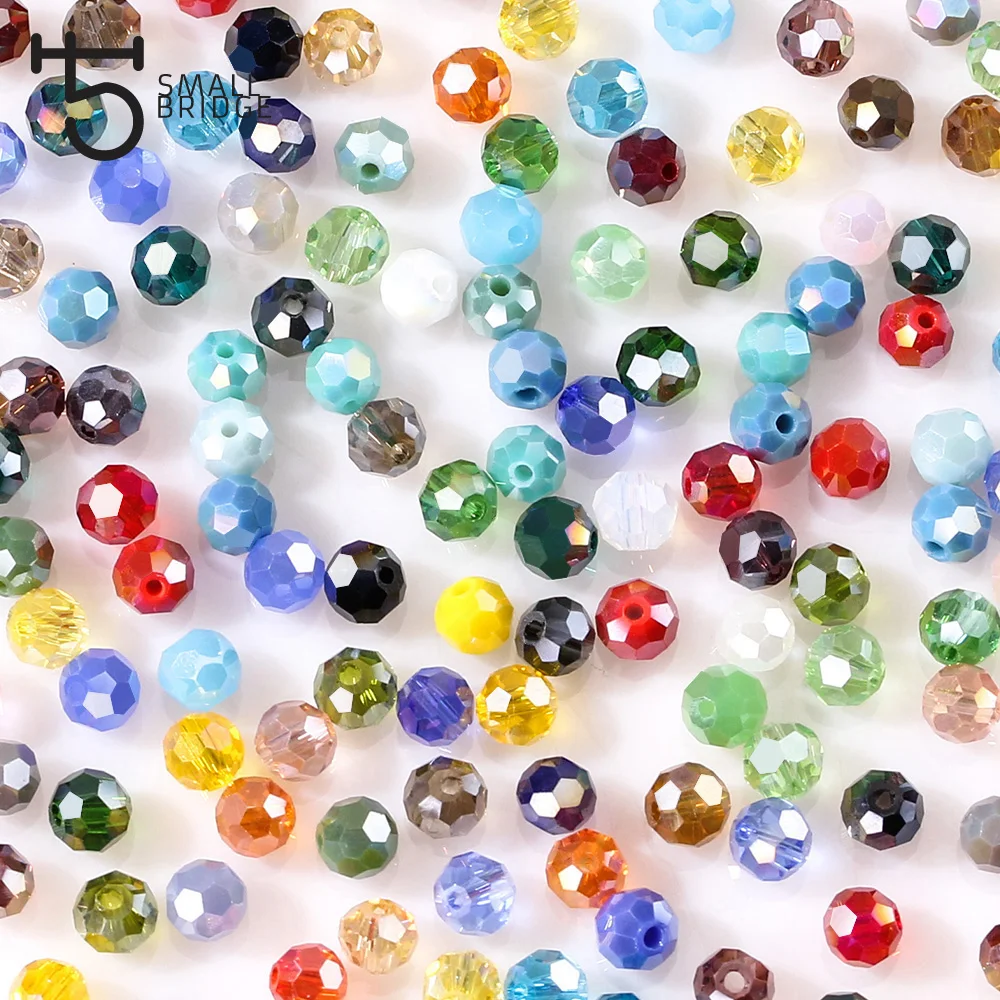 Factory direct 3 4 6 8mm Round Spacer Glass Beads With Holes Jewelry Accessories For Necklace Earring factory