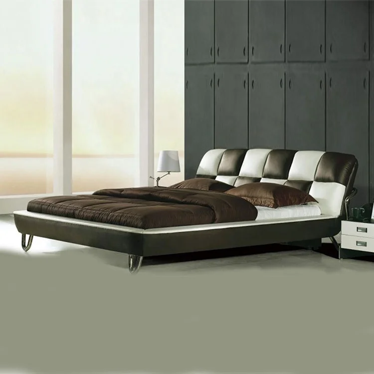 new designs design modern beauty bed black pu leather bed high headboard with soft headboard black bed