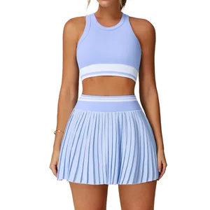 Women's Sports Set Detachable Chest Pad Vest and Anti-ride Short Skirt Comfortable for Running Fitness Tennis Yoga Set