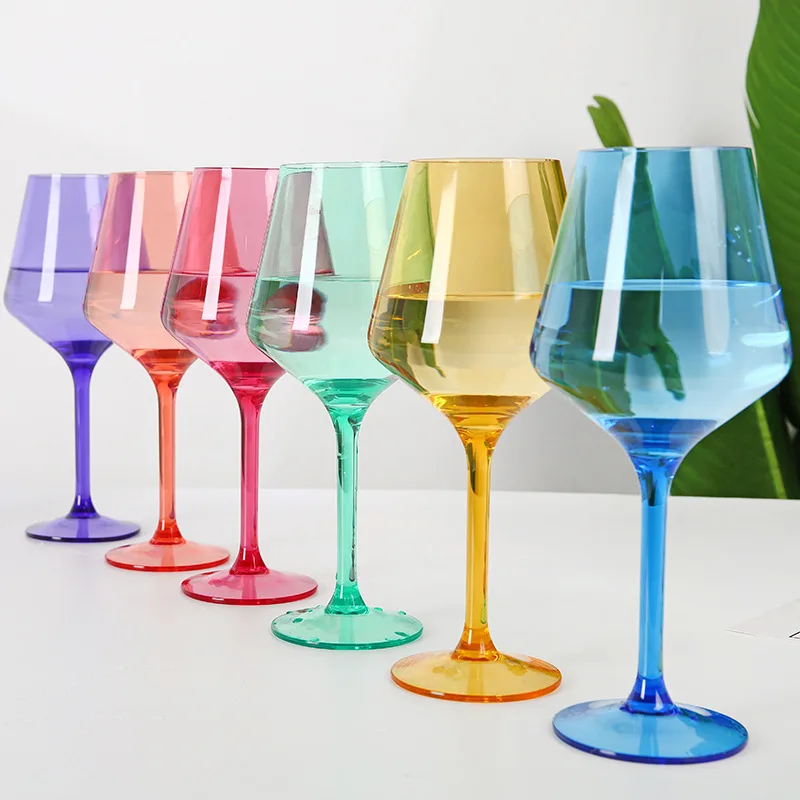 16oz/450ml Unbreakable Colored Plastic Wine Goblet Dishwasher Safe