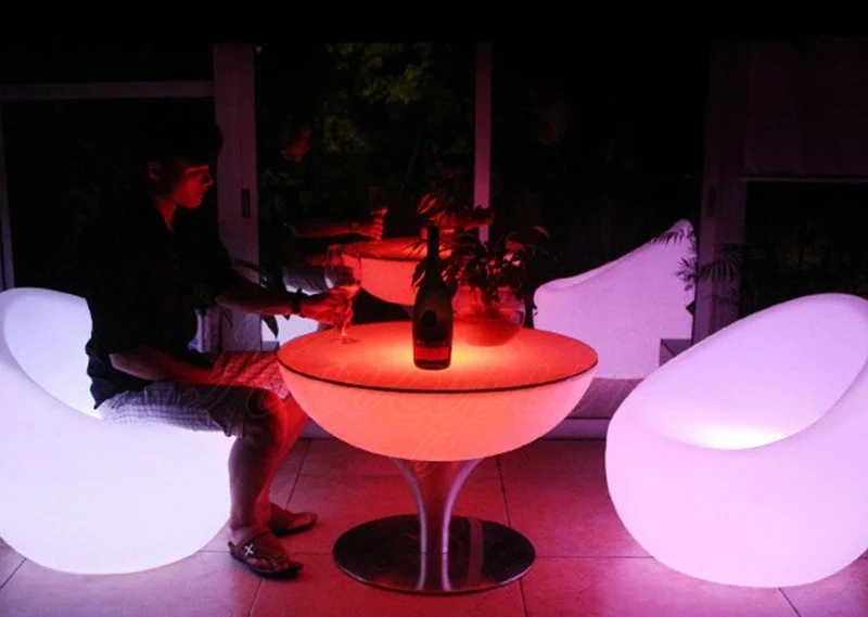 2021 hot selling night club led furniture illuminated outdoor plastic led cocktail bar table