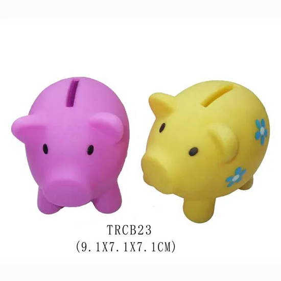 PVC Custom logo Mini Plastic Animal Cow Coin Piggy Bank for Kids