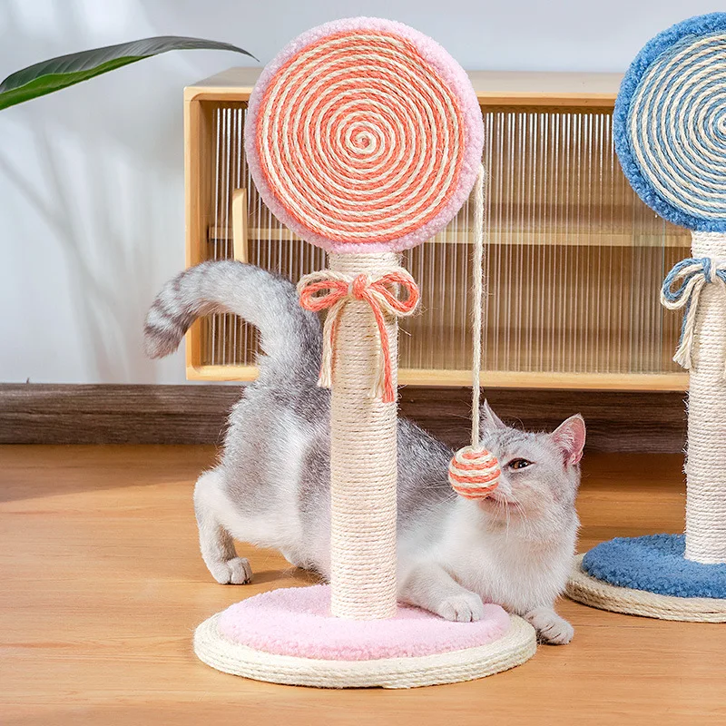 Lollipop Sisal Cat Scratching Post With Interactive Ball Toy Recycled Cat Scratcher supplier