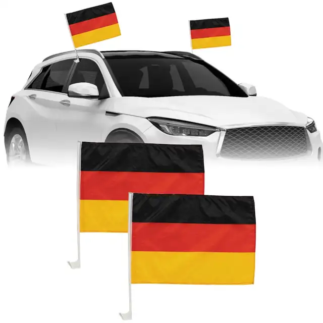 Customized 2024  Flag of Germany Car Flag Window Clips Polyester Blank Sublimation Car Flag For Car Windows