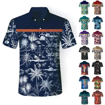 2024 new designed Beach floral shirt short sleeved men's summer thin loose ins trend retro Hawaiian lazy style shirt