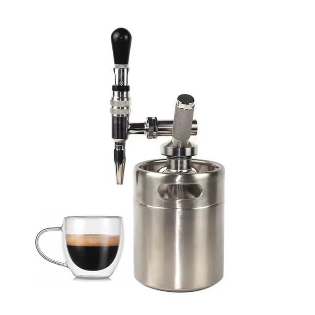 Portable Stainless Steel Reusable Coffee Keg Nitrogen Coffee Growler Machine Dispenser 10L