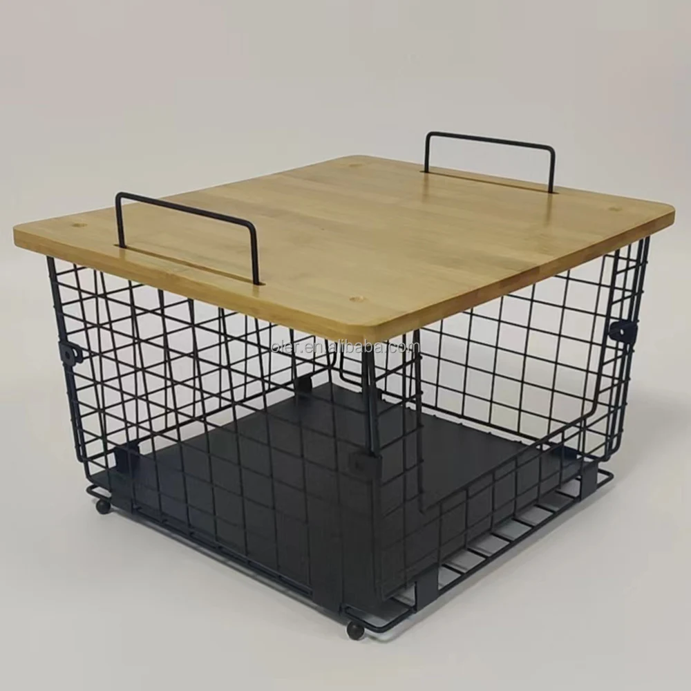 Kitchen Countertop Organizer Foldable Wire Fruit Basket Stackable Folding Storage Baskets With Wood Lid