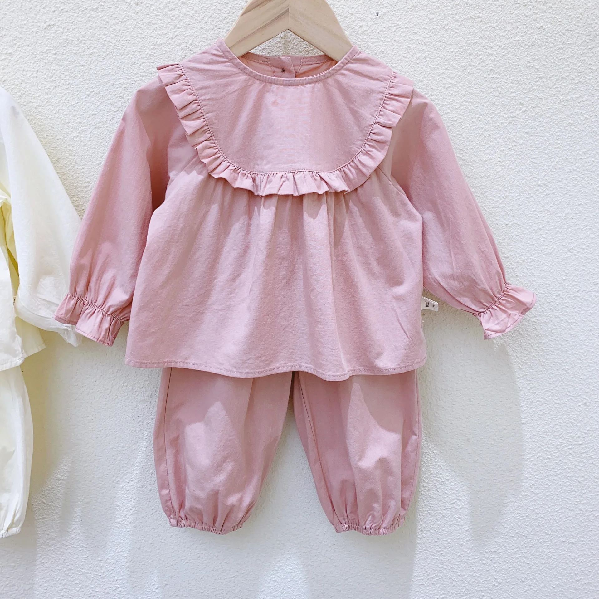 2023 Spring New Girls' Set Cotton Baby Long Sleeve Top Pants 2 Piece