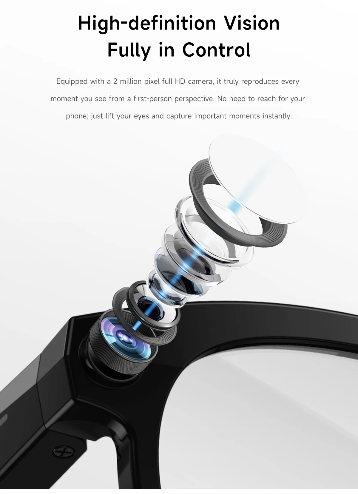 Sztuczna inteligencja Inteligentne okulary M88 Inteligentne rozpoznawanie obiektów Tłumacz Odtwarzanie muzyki Połączenie Bluetooth Kamera 2K IP54 W_voghion.com