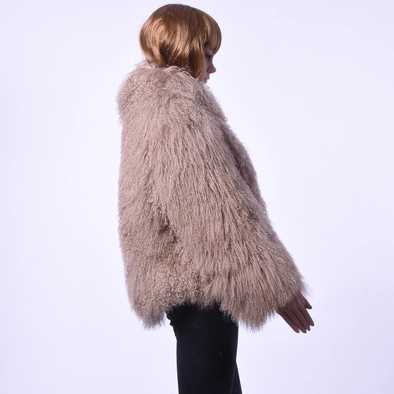 MWFur Woman Fur Coats Woman Winter Warm Fur Clothing For Ladies Fashion Mongolia Sheep Fur Coat Casual Collar