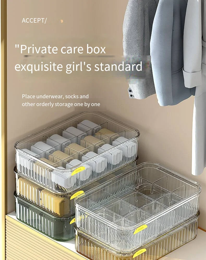 Household wardrobe underwear storage box drawer type can be stacked storage box divided socks underwear storage box manufacture