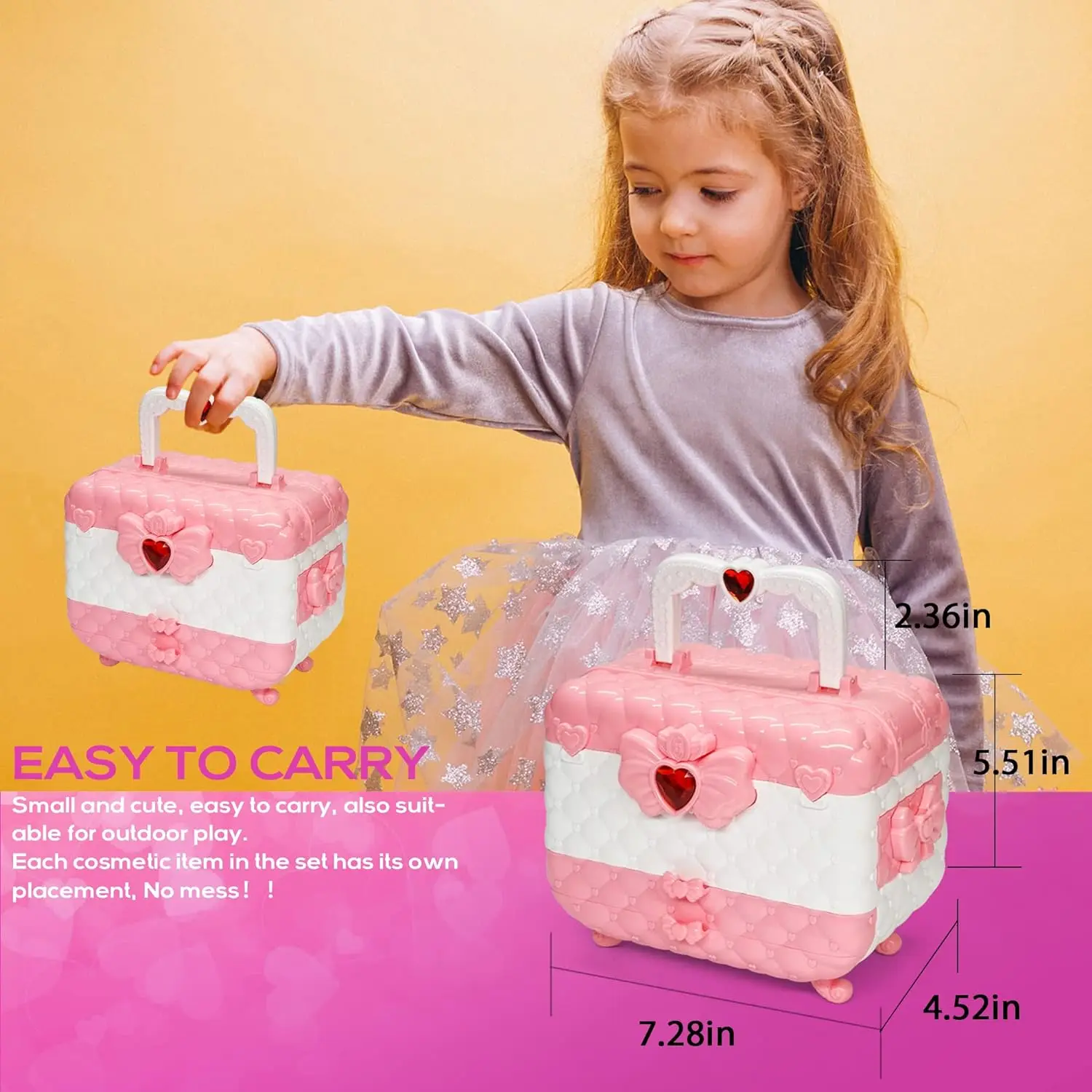 Pretend Play Beauty Children Cosmetic Bag Set Lipstick Nail Polish Washable  Girls Makeup Kit Sets Toy