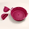 Burgundy with oven mitts