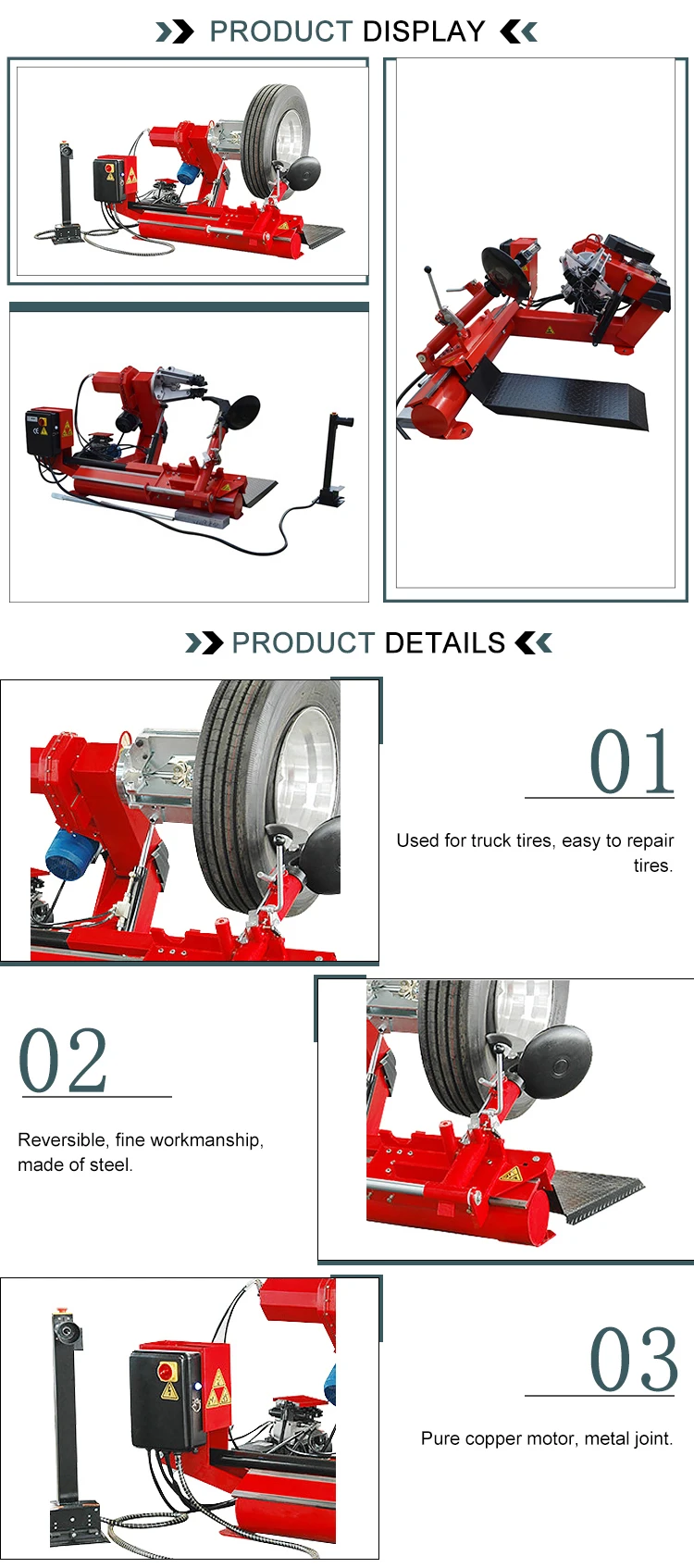 Made in Chinese 12-26" truck tire machine tyre changer  for auto repair shops details