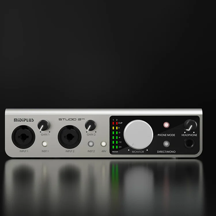 Midiplus Studio 2 OTG Professional Studio Audio Interface 2 in 2 Out USB Audio Mixer Recording Podcast Sound Card for Music Love