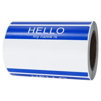 Hybsk Hello My Name Is BLUE Name Tag Identification Stickers 3-1/2 inch x 2-3/8 inch Total 200 Labels Per Roll