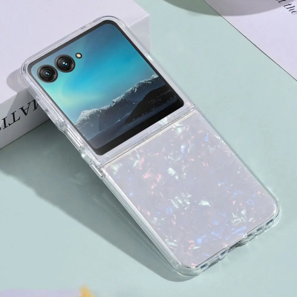 Flip Phone Case for Motorola Razr 40 Ultra 2022 5G 2019 Gradient Seashell  Clear Tpu Pc Foldable Fold Cases SJK111 Laudtec