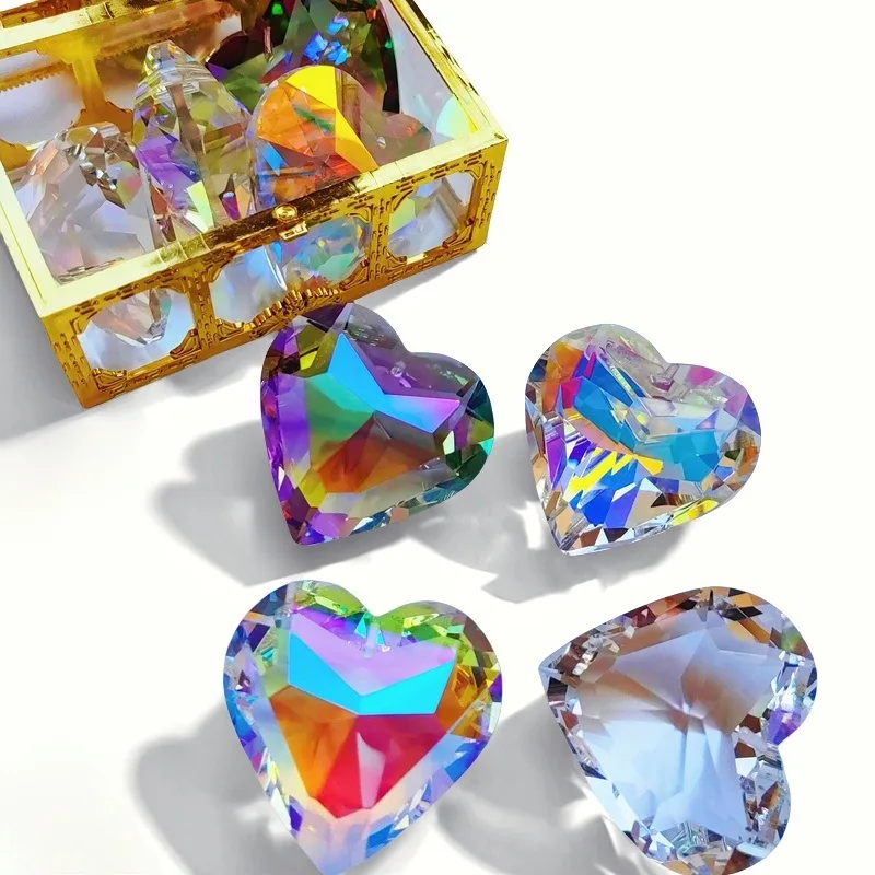 product 30mm 45mm crystal heart suncatcher prism pendant window decoration christmas tree ornament  gift-6